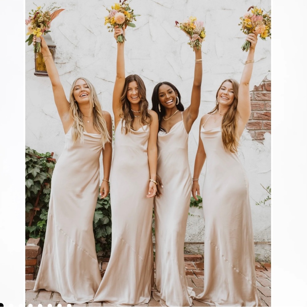 Tuscany Maxi Slip Dress in Champagne Luxe Satin